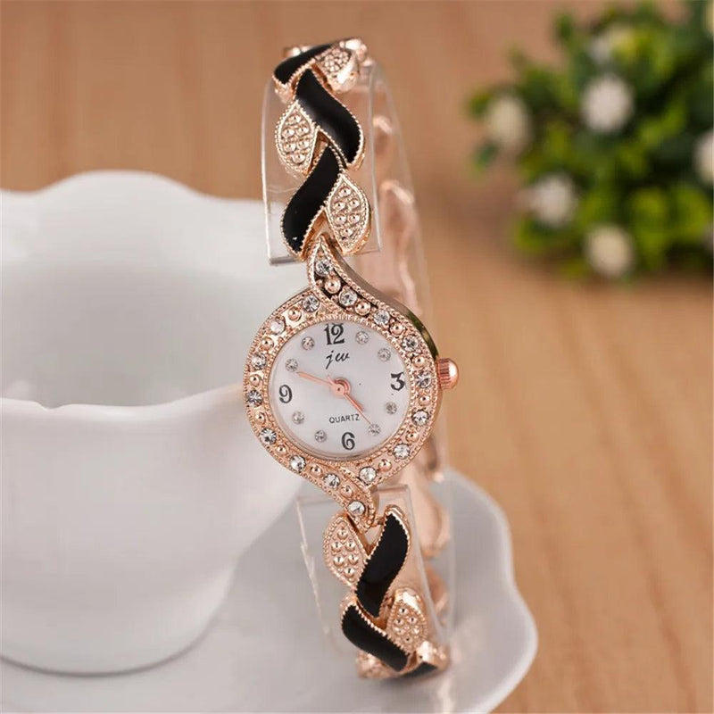Relógio de quartzo feminino incrustado elegante, versátil, amor com diamante + Brindes - LOJACOMFY